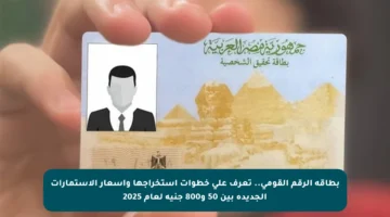 بطاقة الرقم القومي.. تعرف على خطوات استخراجها وأسعار الاستمارات الجديدة بين 50 و800 جنيه لعام 2025